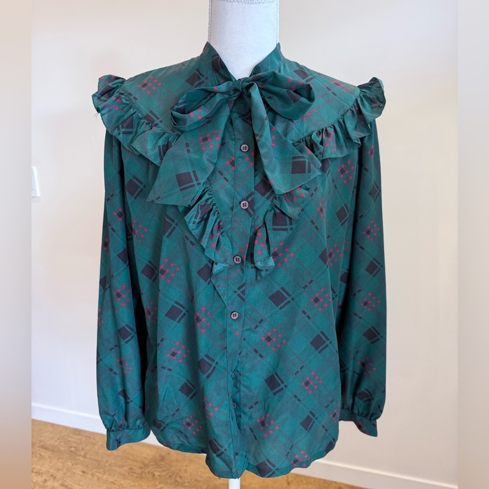 Vintage Pierbé 70s Romantic Coquette Western Button Down Blouse size 12